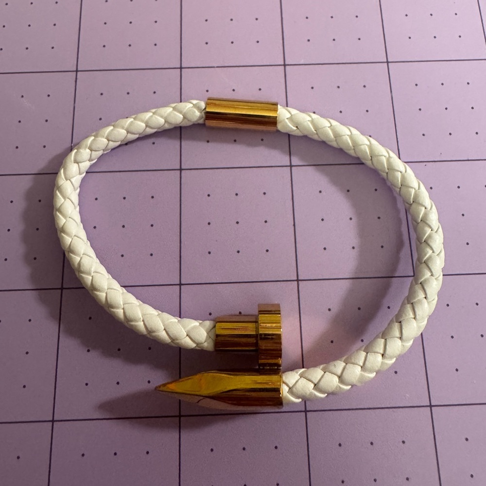 Plunder White Braided Bracelet with Gold Accents